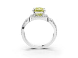 Platinum Fancy Yellow Radiant Cut Diamond Halo Ring with Split Shank and Bezel Accents and Four-Prong Setting_9