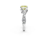 Platinum Fancy Yellow Radiant Cut Diamond  Halo Twist Band Solitaire Prong Setting Ring_26