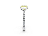 Platinum Fancy Yellow Radiant Cut Diamond Pavé Solitaire Ring with Round Band and Prong Setting_2