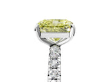 Platinum Fancy Yellow Radiant Cut Diamond Pavé Solitaire Ring with Round Band and Prong Setting_5