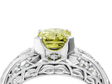 Platinum Fancy Yellow Radiant Cut Diamond Pave Art Deco Split Shank Ring with Four-Prong Setting_10