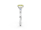 Platinum Fancy Yellow Radiant  Cut Diamond Ring with Baguette Side Stones, Channel Set Band, and Four-Prong Setting_14