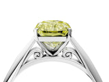 Platinum Fancy Yellow Radiant Cut Diamond Solitaire Engagement Ring with Cathedral Setting and Four-Prong Mount_16