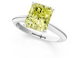 Platinum Fancy Yellow Radiant Cut Diamond Solitaire Engagement Ring with Classic Band and Four-Prong Setting_13