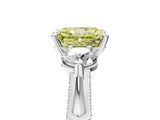 Platinum Fancy Yellow Radiant Cut Diamond Three-Stone Ring with Prong Setting and Pavé Band_17