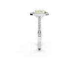Platinum Fancy Yellow Radiant Cut Halo Bezel Diamond Pave Band Ring_8