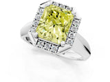 Platinum Fancy Yellow Radiant  Cut Halo Solitaire Engagement Ring with Square Band and Four-Prong Setting_14