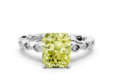 Platinum Fancy Yellow Radiant Cut Solitaire Diamond Ring with Infinity Twist Band and Four-Prong Setting_36