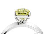 Platinum Fancy Yellow Radiant  Cut Solitaire Engagement Ring with Flat Band and Four-Prong Setting 5