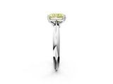 Platinum Fancy Yellow Radiant  Cut Solitaire Engagement Ring with Tapered Band and Four-Prong Setting 2