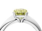Platinum Fancy Yellow Radiant  Cut Solitaire Engagement Ring with Tapered Band and Four-Prong Setting 4