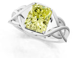 Platinum Fancy Yellow Radiant Cut Solitaire Intertwined Band Prong Setting Ring_7