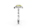 Platinum Fancy Yellow Radiant  Halo Diamond Engagement Ring with Twisted Band and Four-Prong Setting 2
