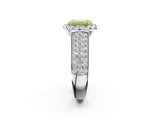 Platinum Fancy Yellow Radiant  Halo Round Diamond Pave Band with Prong Setting 2