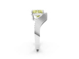 Platinum Fancy Yellow Radiant  Solitaire Diamond Engagement Ring with Pave Band and Four-Prong Setting 3