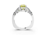Platinum Fancy Yellow Radiant  Solitaire Diamond Engagement Ring with Pave Band and Four-Prong Setting 4