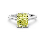 Platinum Fancy Yellow Radiant  Solitaire Engagement Ring with Six-Prong Setting and Classic Band 1