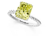 Platinum Fancy Yellow Radiant  Solitaire Twist Band Ring with Four-Prong Setting_5