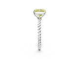 Platinum Fancy Yellow Radiant  Solitaire Twist Band Ring with Four-Prong Setting_6