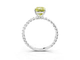 Platinum Fancy Yellow Radiant  Solitaire Twist Band Ring with Four-Prong Setting_7