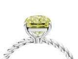 Platinum Fancy Yellow Radiant  Solitaire Twist Band Ring with Four-Prong Setting_8