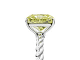 Platinum Fancy Yellow Radiant  Solitaire Twist Band Ring with Four-Prong Setting_9