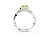 Platinum Fancy Yellow Radiant  Solitaire Twist Band Six-Prong Setting 5