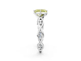 Platinum Fancy Yellow Radiant  Solitaire Twist Band with Leaf Prong Setting 2