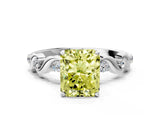 Platinum Fancy Yellow Radiant  Solitaire Twisted Band with Prong Setting