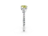 Platinum Fancy Yellow Round  Brilliant Diamond Solitaire with Pavé Band and Four-Prong Setting 3