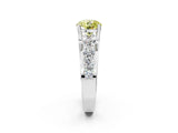Platinum Fancy Yellow Round  Brilliant Solitaire with Side Stones on a Pave Band and Four-Prong Setting_2