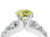 Platinum Fancy Yellow Round  Brilliant Solitaire with Side Stones on a Pave Band and Four-Prong Setting_4