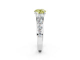 Platinum Fancy Yellow Round Cut Brilliant Diamond Pavé Band with Six-Prong Setting_26