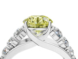 Platinum Fancy Yellow Round Cut Brilliant Diamond Pavé Band with Six-Prong Setting_28