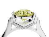 Platinum Fancy Yellow Round Cut Brilliant Solitaire Diamond Ring with Channel Set Band and Bar Prong Setting_16
