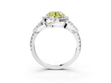Platinum Fancy Yellow Round Cut Cut Diamond Halo Engagement Ring with Open Split Pavé Band_15