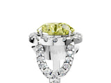 Platinum Fancy Yellow Round Cut Cut Diamond Halo Engagement Ring with Open Split Pavé Band_17