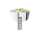 Platinum Fancy Yellow Round Cut-Cut Diamond Halo Engagement Ring with Pave Band and Prong Setting_11