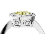 Platinum Fancy Yellow Round Cut Cut Halo Pavé Diamond Ring_15