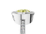 Platinum Fancy Yellow Round Cut Cut Halo Pavé Diamond Ring_16