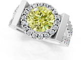 Platinum Fancy Yellow Round Cut Cut Halo Split Shank Prong Set Ring_13