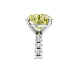 Platinum Fancy Yellow Round Cut Diamond Brilliant Solitaire Ring with Pavé Band and Four-Prong Setting_53