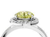 Platinum Fancy Yellow Round Cut Diamond Double Halo Ring with Split Shank and Four-Prong Setting_10
