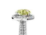 Platinum Fancy Yellow Round Cut Diamond Double Halo Ring with Split Shank and Four-Prong Setting_11