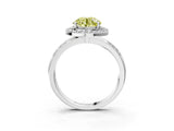 Platinum Fancy Yellow Round Cut Diamond Double Halo Ring with Split Shank and Four-Prong Setting_9
