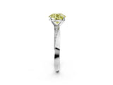 Platinum Fancy Yellow Round Cut Diamond Engagement Ring with Side Stone Accents and Four-Prong Setting_2