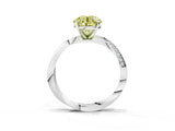 Platinum Fancy Yellow Round Cut Diamond Engagement Ring with Side Stone Accents and Four-Prong Setting_3