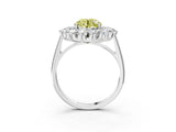 Platinum Fancy Yellow Round Cut Diamond Floral Double Halo Engagement Ring with Prong Setting_40
