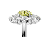 Platinum Fancy Yellow Round Cut Diamond Floral Double Halo Engagement Ring with Prong Setting_42