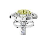 Platinum Fancy Yellow Round Cut Diamond Floral Halo Split Shank Prong Setting Ring_29